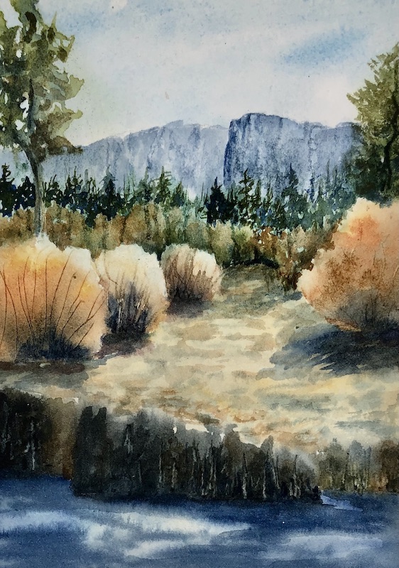 Watercolor of a hiking trail outdoors